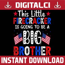 This Little Firecracker Is Going To Be Big Brother 4th July Memorial day, American Flag, Independence Day PNG File