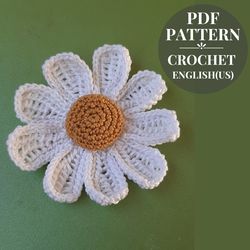 crochet daisy pattern, white daisy flower tutorial crochet, crochet floral motif pattern, crochet tutorial pdf.