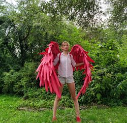 large movable red wings/hawks from my hero academia cosplay costume/phoenix/firebird wings of fire/photo props