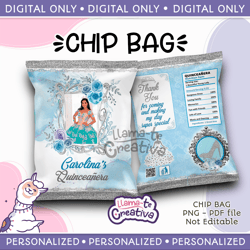 add personalization quinceanera chip bag, not editable