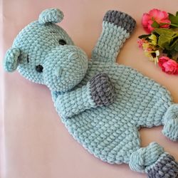 hippo snuggler pattern, hippo baby security blanket, crochet pattern animal, hippo crochet pattern, amigurumi lovey