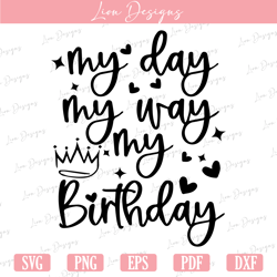 My Day My Way My Birthday Svg, Birthday Svg, Birthday Party Svg, Birthday Diva, Birthday Queen, Birthday Svg