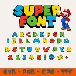 super mario font svg,super mario alphabet, super mario birthday, super mario birthday svg, super mario bundle.