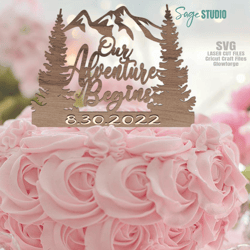 wedding cake topper svg | laser cut files | mountains svg | travel svg | adventure svg | glowforge files | cricut svg