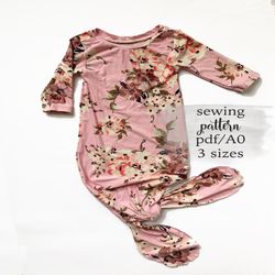 knotted gown for baby pdf sewing pattern/a0 | video tutorial