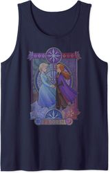 disney frozen 2 elsa anna split geometric poster tank top