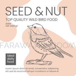 wild bird food packaging design vector sketch in vintage
