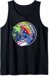 disney lilo & stitch rainbow surf stitch ohana means family tank top