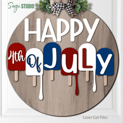 4th of july door hanger svg | laser cut files | ice cream svg | patriotic svg | welcome sign svg | glowforge files