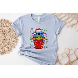 Christmas Baby Yoda and Stitch, Disney Christmas Shirts,Disneyworld Family Shirts,Stitch Christmas Shirts, Star Wars Chr