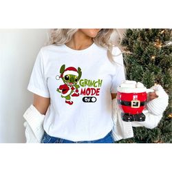 christmas stitch grinch mode on shirt, santa hat shirt, christmas party shirts, gift for christmas, disney grinch christ