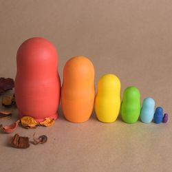 stacking babushka dolls wooden rainbow