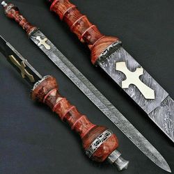 roman gladius custom made damascus steel blade survival, combat dagger sword