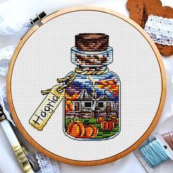 magic cross stitch, wizard cross stitch, bottle cross stitch, castle cross stitch, small cross stitch, digital pdf