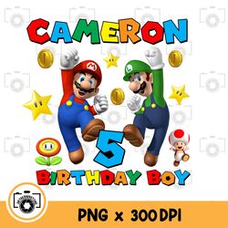 super mario birthday png. instant download files for printing, graphic, and more