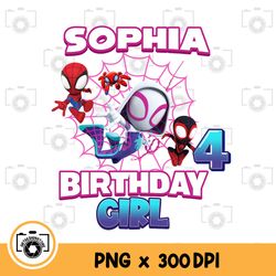 spidey birthday girl png. instant download files for printing, graphic, and more