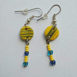 earrings from glass beads and poly clay (fimo)