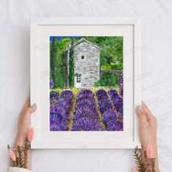 lavender fields art print original painting wall decor