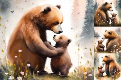 mother bear baby cub painting artwor