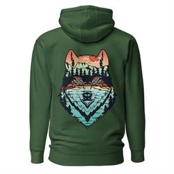 wolf hoodie,colorful wolf hoodie,hoodie,wolf sweatshirt,camping sweatshirt,wolf shirt,wolf lover gift,gift for her,natur