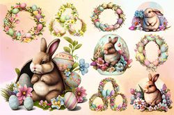 easter egg bunny wreath watercolor