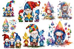 autism gnome watercolor clipart