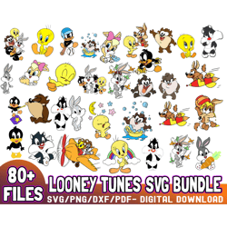 80 files looney tunes svg bundle, tweety cricut files, svg for silhouette, svg files, vector files, svg for cricut, clip