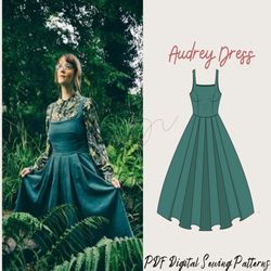 dress sewing pattern| square neck dress pdf sewing pattern|7sizes xxs toxxl|women dress pattern|digital sewing pattern