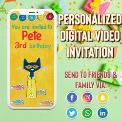 pete the cat video invitation, pete the cat birthday video invitation, pete the cat invite, pete the cat animated