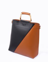 rangoon classio – black brown double handle bag