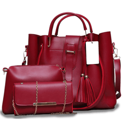 rangoon maroon 3 pieces handbag