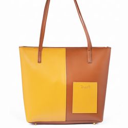 rangoon mustard brown double handle tote bag