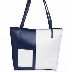 rangoon blue white double handle tote bag