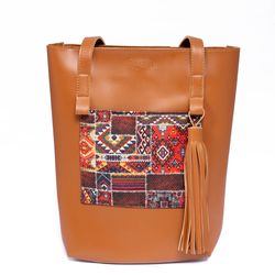 rangoon brown turkish colorblock tote bag