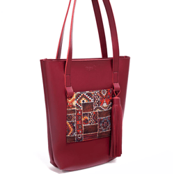 rangoon maroon turkish colorblock tote bag