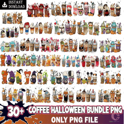 30 coffee halloween cup bundle, halloween png, coffee halloween png, halloween cup png, coffee cup png