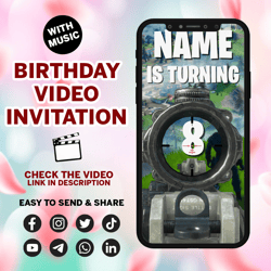 fort nite birthday video invitation, fort nite video invitation, fort nite animated, fort nite digital, fort nite evites