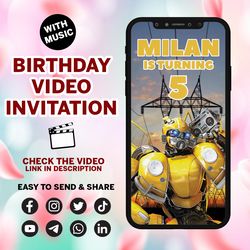 transformers invitation for boy, robots party ideas, transformer invitation video