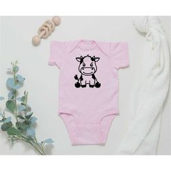 baby cow newborn onesie, cute cow baby romper, newborn baby bodysuit, newborn baby clothing, unisex newborn baby romper