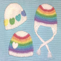 rainbow baby beanies crochet pattern