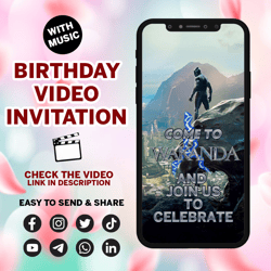 black panther birthday invitation, superhero birthday invitation, superhero invite, superhero birthday party video