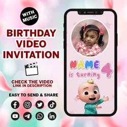 animated video birthday invitation | animated video invitation, girl birthday video invitation