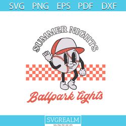 summer nights ballpark lights baseball mascot svg cutting files