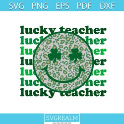 lucky teacher smiley face leopard svg graphic designs files