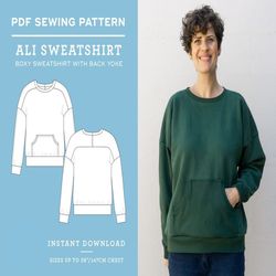 sweatshirt pattern | boxy drop shoulder sweatshirt | ali sweatshirt pdf sewing pattern | diy | pattern  tutorial