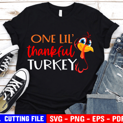 girl thanksgiving svg, one thankful turkey, cute turkey svg, thanksgiving baby girl svg, thanksgiving shirt svg file