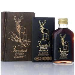 set "golden deer" deer antler balm with souvenir wooden book eco product, 100 ml (light)