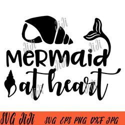 mermaid at heart svg, little mermaid svg, disney movies svg