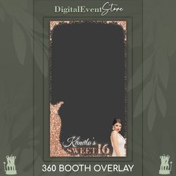 Custom Template 360 Overlay Sweet 16 Selfi Photobooth Rose Gold Birthday Videobooth 360 Quinceanera Touchpix Overlay 360