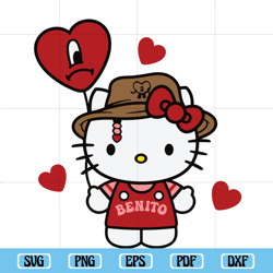 valentine benito kitty svg, valentine cat png, bad bunny svg, cricut, silhouette vector cut file
